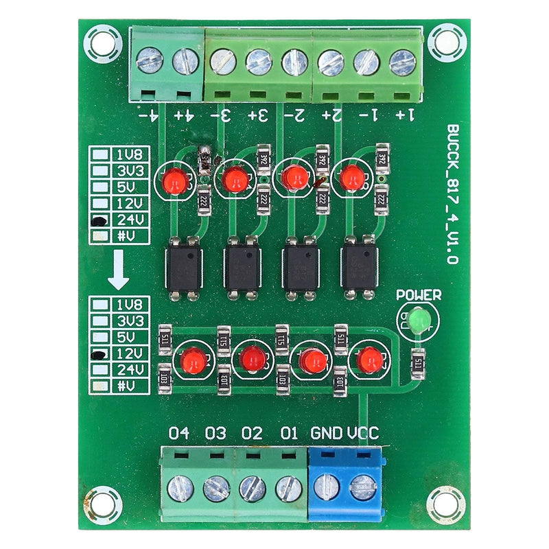  [AUSTRALIA] - Fyearfly Optocoupler Isolation Card, 4-Channel Optocoupler Isolation Module 24V to 5V PLC Signal Level Voltage Converter Electrical Component, for Pnp to Npn Conversion