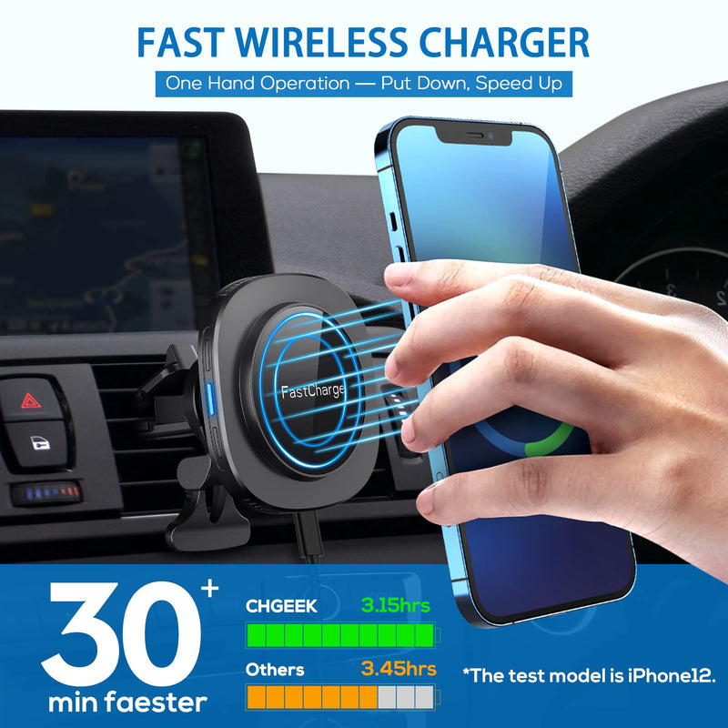  [AUSTRALIA] - Magnetic Car Mount Charger, 【Upgraded Version】 CHGeek Wireless Car Charger Phone Mount Phone Vent Holder ONLY for iPhone 13/13 Mini / 13 Pro / 13 Pro Max / 12/12 Mini / 12 Pro / 12 Pro Max