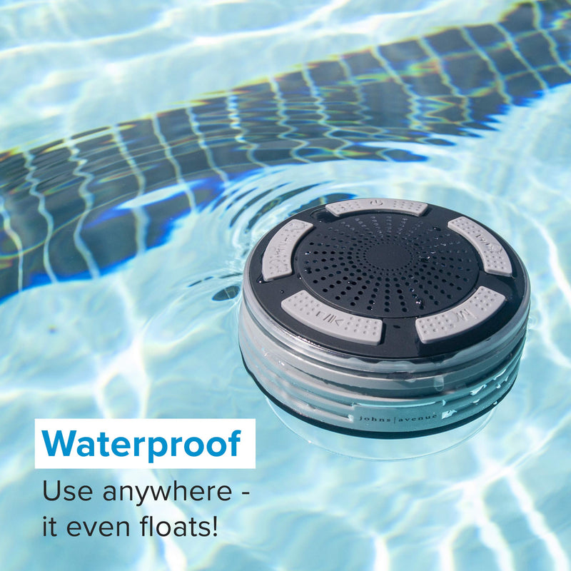  [AUSTRALIA] - Shower Bluetooth Speakers Waterproof + Zippered Travel Case by Johns Avenue - Newest Version 5.0 – Certified Waterproof - Wireless - Portable Speaker with Suction Cup