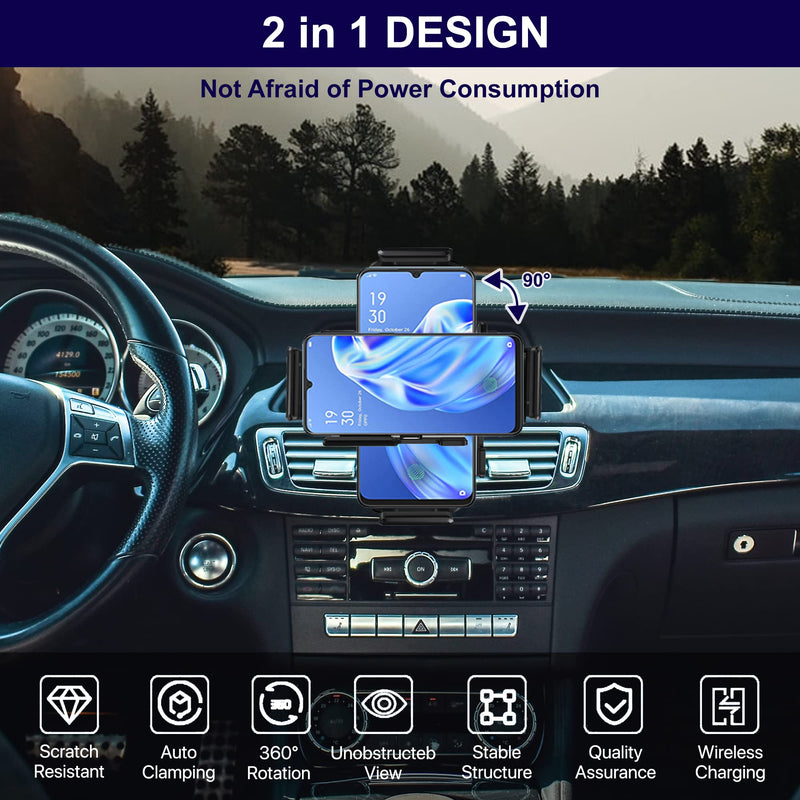  [AUSTRALIA] - Wireless Car Phone Charger, ioiFour Car Phone Mount, Auto-Rotating Dual Coils 15W Qi Fast Charging Car Phone Holder for Samsung Galaxy Z Fold/Flip 5/4/3/S23/S22, iPhone 14/13, Google Pixel Fold/6 Pro