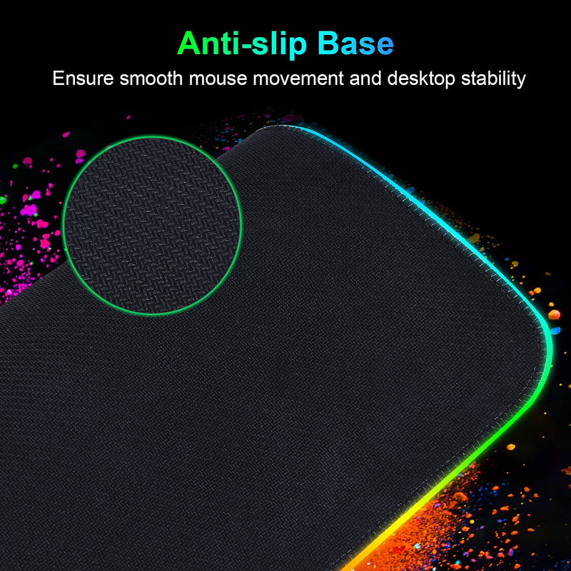 YXLILI RGB Mouse Pad, Led Gaming Mouse Pads 13.8" X 9.8" with 12 Lighting Modes, Anti-Slip Rubber Base Mousepads Water Resistant Mouse Mat for Wireless Computer Mouse for Office Home Gaming Working Medium - LeoForward Australia