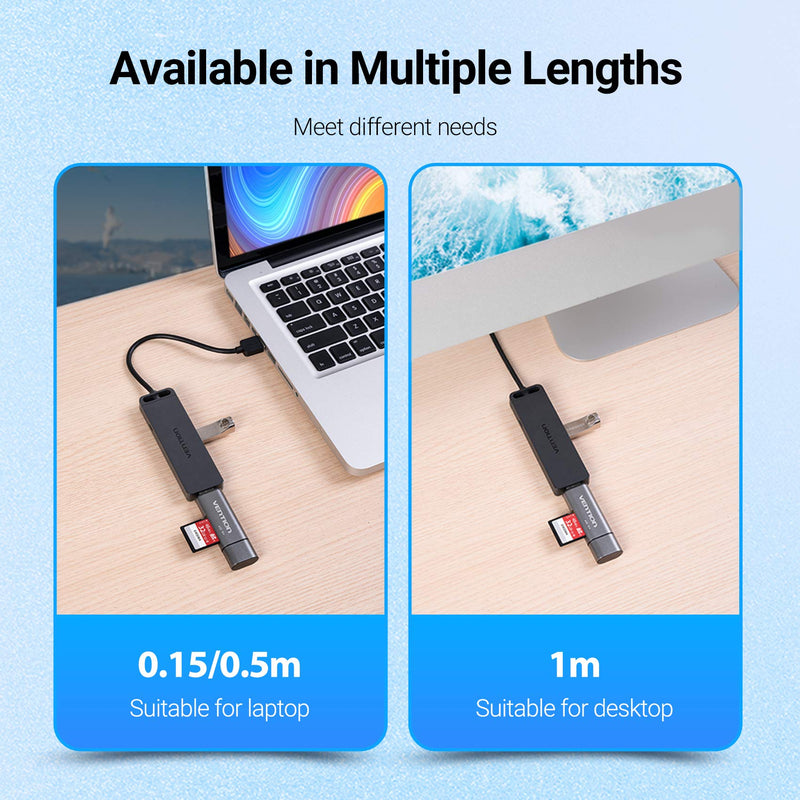 USB 2.0 Hub, VENTION USB Hub 4-Port Splitter with Charging Port for Notebook PC, USB Flash Drives, Mobile HDD for MacBook Pro, iMac, Surface Pro, XPS (0.5FT/0.15m) 0.5FT - LeoForward Australia