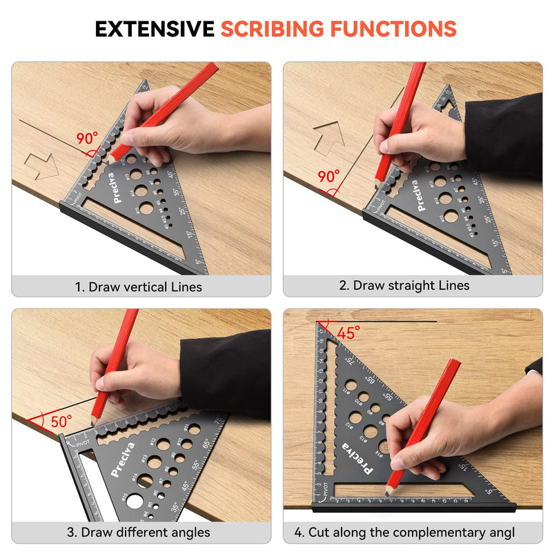  [AUSTRALIA] - Carpenter's square, multifunctional stop square, metal, aluminum ruler, angle guide, 18 cm, carpenter's square, carpenter's square, protractor, stop square, 45 and 90 degree angle, marking ruler