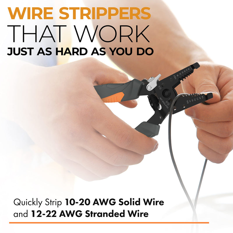  [AUSTRALIA] - AMERICAN MUTT TOOLS Hybrid Wire Strippers Electrical – Small Wire Stripper Tool 22 – 10 AWG | Commercial Wire Stripping Tool Kit, Wire Cutter Stripper Pliers, Electric Wire Stripper for Electrician