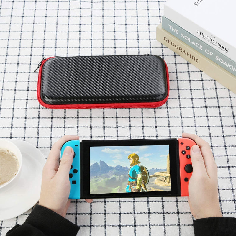  [AUSTRALIA] - HEYSTOP Case Compatible with Nintendo Switch Protective Hard Portable Travel Carry Case in Red Shell Pouch for Nintendo Switch Console and Accessories