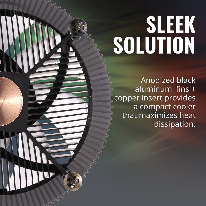  [AUSTRALIA] - Cooler Master i71C RGB Intel Low-Profile CPU Air Cooler, Anodized Black Aluminum Fins, Copper Insert Base, MF120 RGB 4-Pin Lighting Fan for Intel LGA1151