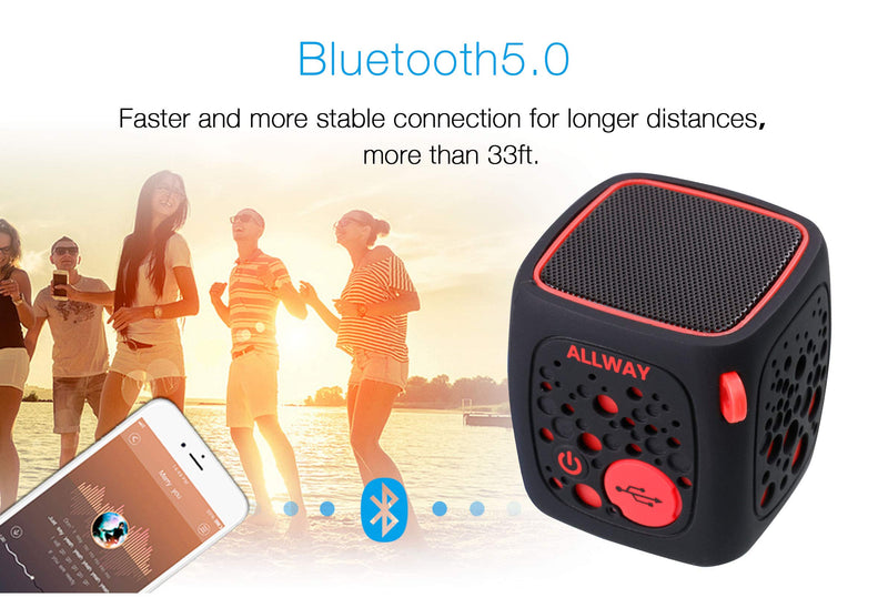 Mini Bluetooth Speakers,ALLWAY Small Bluetooth Speakers Portable Wireless with Loud Stereo Sound,Rich Bass,TF Card Port,164 Feet Bluetooth 5.0 Range for Laptop,MacBook Pro,iPhone,Echo,Car and More Red - LeoForward Australia
