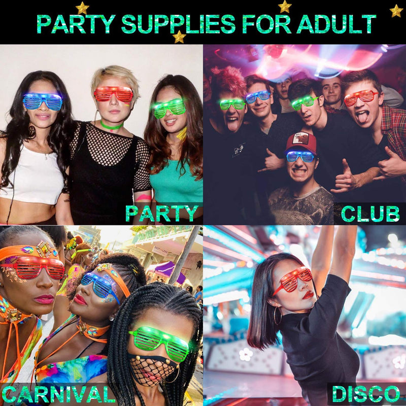 TURNMEON 20 Pack LED Glasses,6 Color Light Up Glasses Shutter Shades Glow Sticks Glasses Led Party Sunglasses Adult Kids Glow in The Dark Halloween Party Supplies Favors Birthday Neon Party Glow Toys - LeoForward Australia