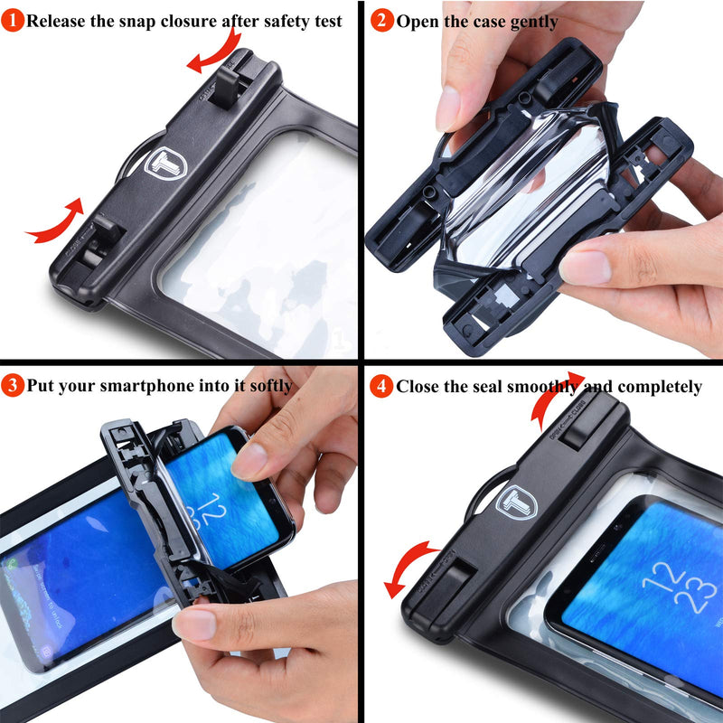  [AUSTRALIA] - Njjex Waterproof Phone Pouch 2-Pack Cell phone Dry Bag Case & Lanyard For Samsung Galaxy Note 20 Ultra S21 Plus S20 S10 S9 S8 A01 A11 A21 A51 A71 A02S A12 A32 A42 A52 iPhone 13 Pro Max 12 11 Xs Xr 8 7 Black (2 Pack)