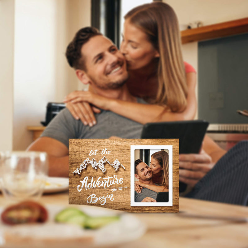  [AUSTRALIA] - Picture Frame Wedding Gifts for Couples -Let The Adventure Begin- Engagement Gifts for Women Men and Couples, 4x6 Photo Dark