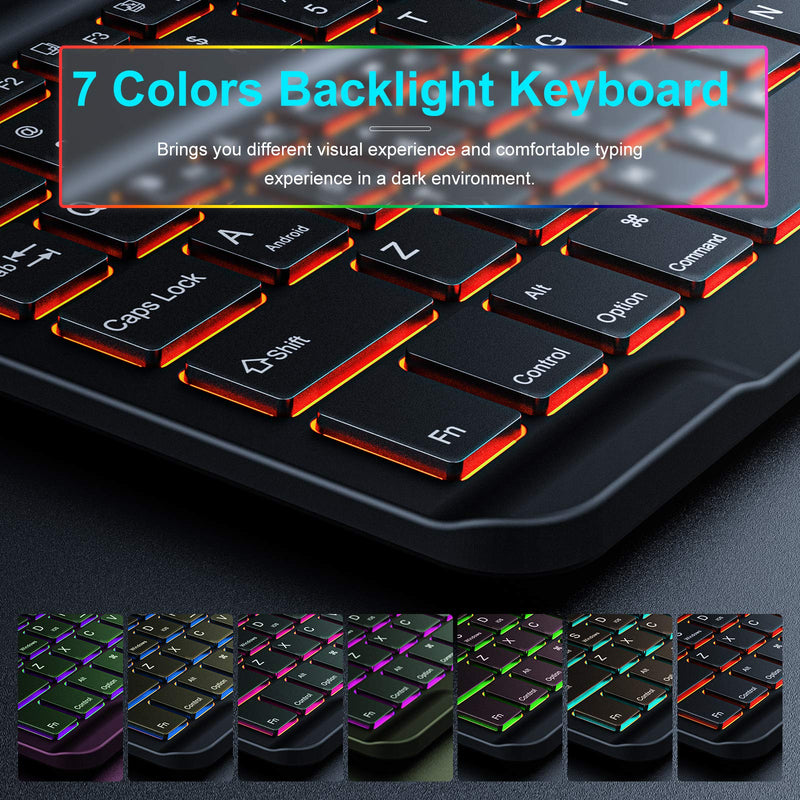 INFILAND Galaxy Tab A7 Backlit Keyboard Case, Multi-Angle 7 Colors Backlight Detachable Wireless Keyboard Case Cover Compatible with Samsung Galaxy Tab A7 10.4 SM-T500/T505/T507 2020 Tablet, Black 01-Black - LeoForward Australia