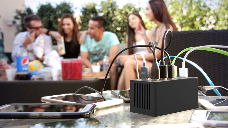 Sabrent 60 Watt (12 Amp) 10-Port Family-Sized Desktop USB Rapid Charger. 6 Micro USB Cables [X3-3foot. and X3-1foot] Black (AX-TU63) - LeoForward Australia