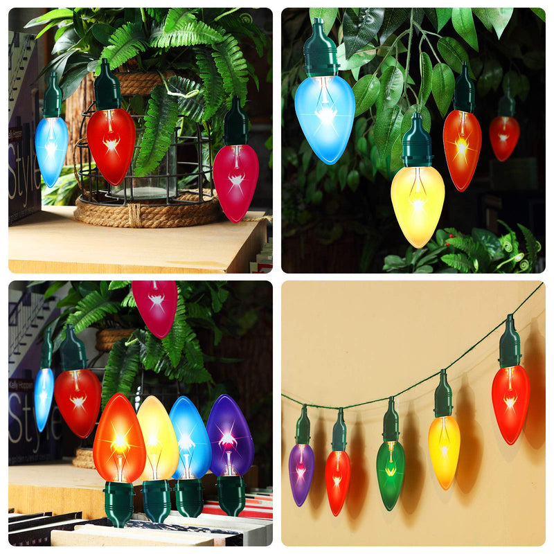  [AUSTRALIA] - 72 Pieces Christmas Light Banner, Colorful Light Bulbs Cut-Outs, Christmas Bulb Garland, Light Bulb Garland, Wall Sticker Decor with 120 Pieces Removable Glue Point Dots and Dark Green Twine