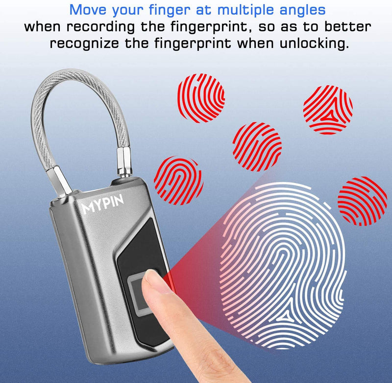  [AUSTRALIA] - Fingerprint Lock with Key Backup, Smart keyless Waterproof Fingerprint Padlock Ideal for Gym, Door, Luggage, Suitcase, Backpack, Bike, Office