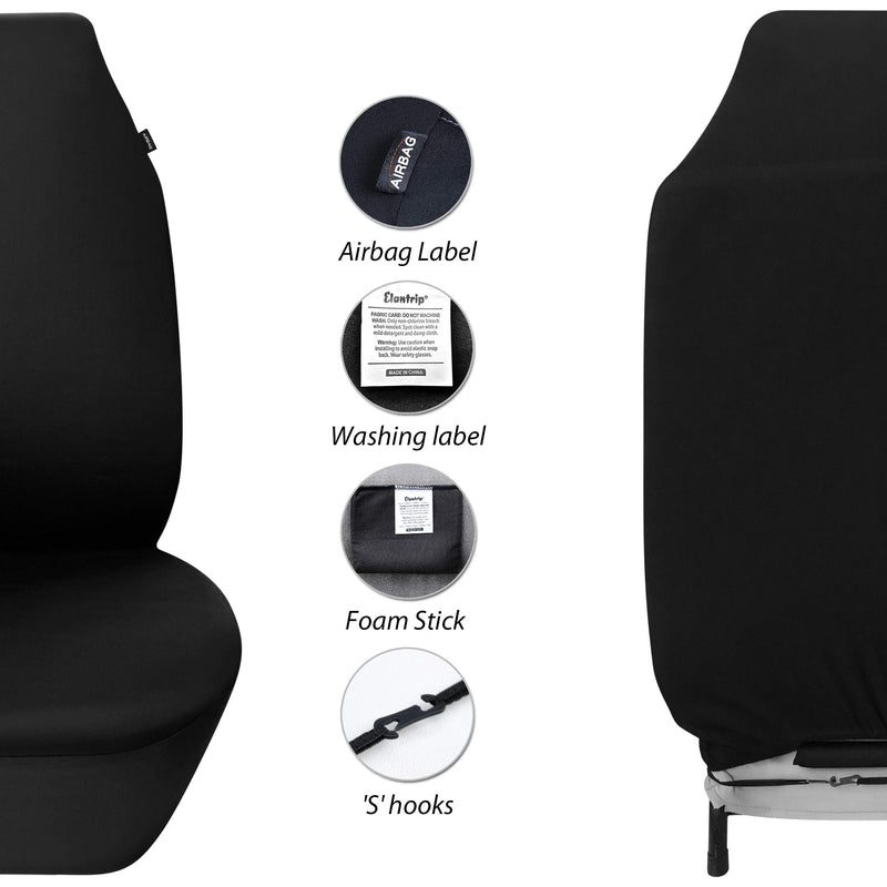  [AUSTRALIA] - Elantrip Waterproof Bucket Seat Covers High Back Universal Fit Water Resistant Front Seat Protector Airbag Compatible for Cars Van Truck Black 2 Pcs
