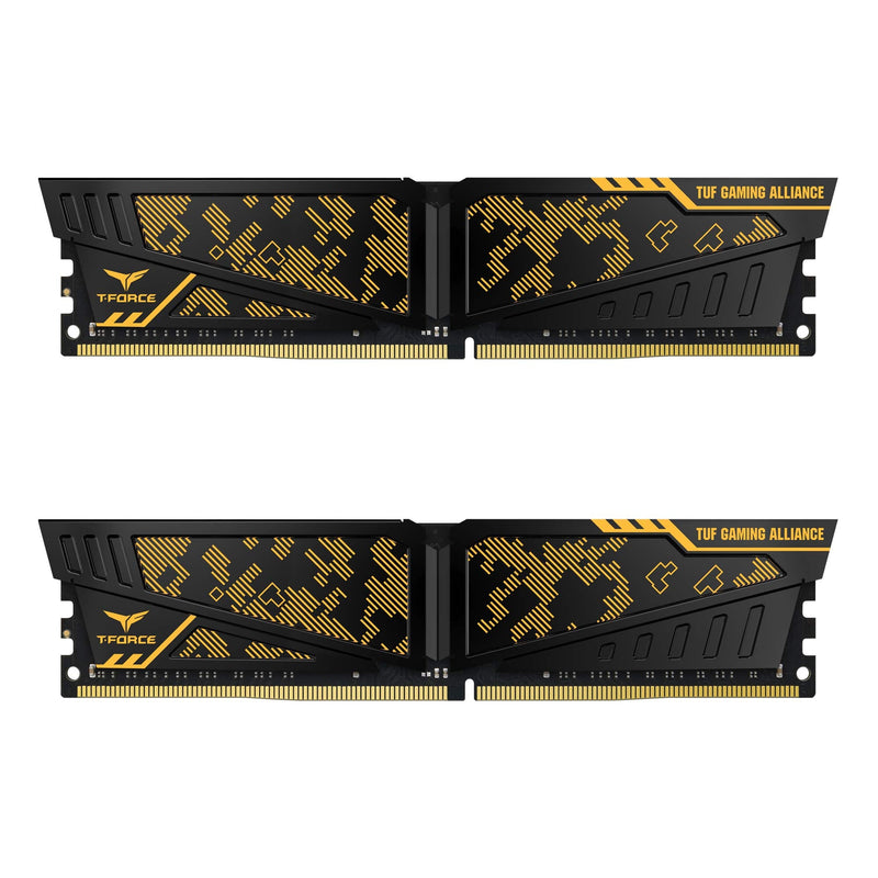  [AUSTRALIA] - TEAMGROUP T-Force Vulcan TUF Gaming Alliance DDR4 16GB Kit (2x8GB) 3000MHz (PC4-24000) CL16 Desktop Memory Module Ram - TLTYD416G3000HC16CDC01 16GB (2x8GB) DDR4 3000MHz CL 16-18-18-38 Yellow Camouflage (TUF)