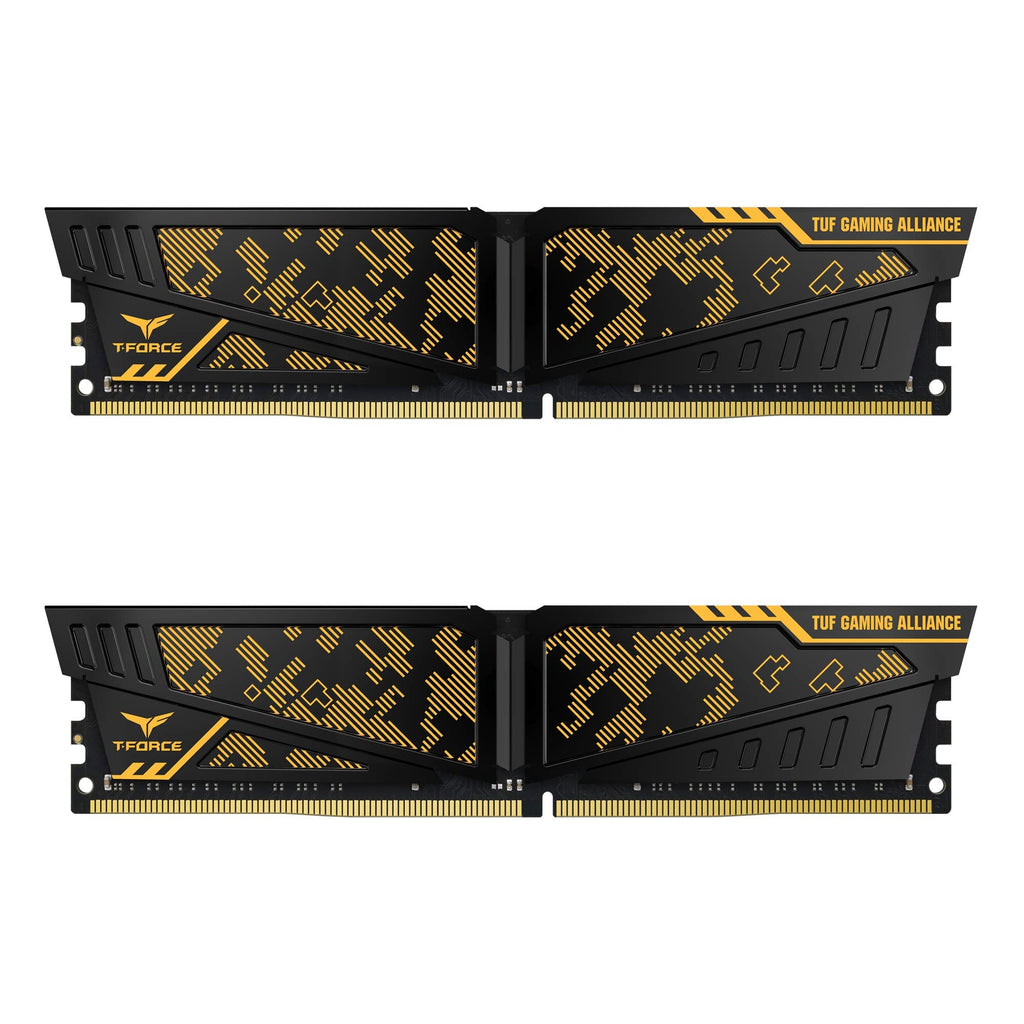  [AUSTRALIA] - TEAMGROUP T-Force Vulcan TUF Gaming Alliance DDR4 16GB Kit (2x8GB) 3200MHz (PC4-25600) CL16 Desktop Memory Module Ram - TLTYD416G3200HC16CDC01 16GB (2x8GB) DDR4 3200MHz CL 16-18-18-38 Yellow Camouflage (TUF)
