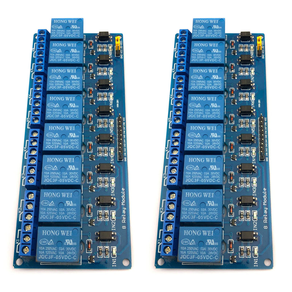  [AUSTRALIA] - FainWan 2pcs 8 Channel DC 5V Relay Module with Optocoupler for UNO R3 MEGA 2560 1280 DSP ARM PIC AVR STM32 Rasp-Berry Pi