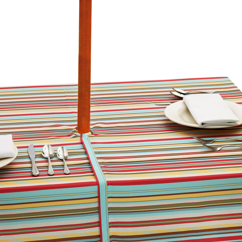 DII Summer Stripe Outdoor Tabletop Collection, Stain Resistant & Waterproof, 60x84" w/Zipper, Stripe Tablecloth, 60x84" w/Zipper - LeoForward Australia