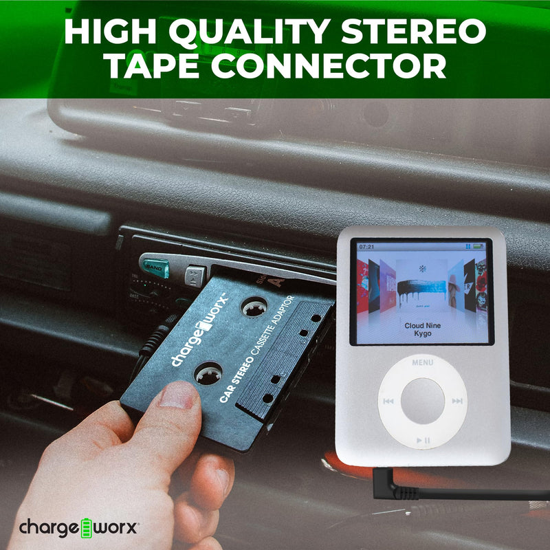  [AUSTRALIA] - Chargeworx Car Cassette Adapter to 3.5mm Aux Plug|Connects Aux-Cord Compatible Smartphones, iPads, Laptops, CD Players to Tape Players|Stream Music, Audiobooks through Car Speakers Using Cassette Deck