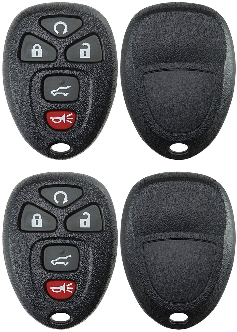  [AUSTRALIA] - 2 KeylessOption Replacement 5 Button Keyless Entry Remote Key Fob Shell Case and Button Pad -Black black