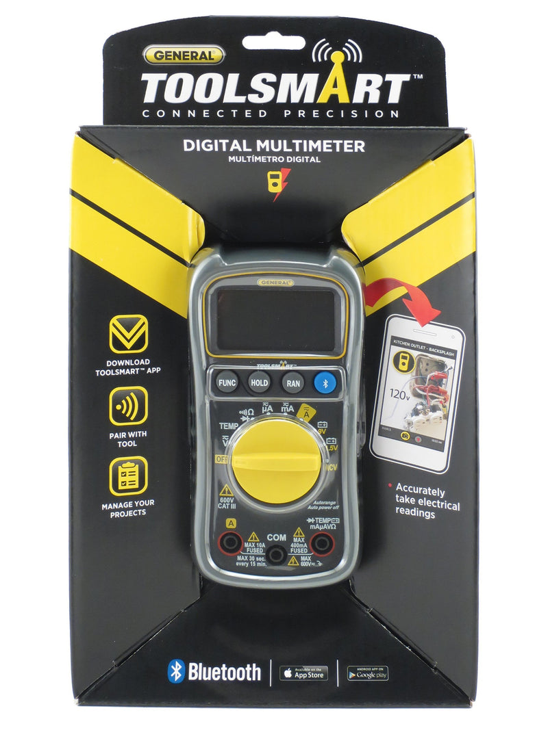 General Tools TS04 ToolSmart Bluetooth Connected Digital Multimeter, Auto-Ranging with NCV Detector, CAT III 600V Safety Rated - LeoForward Australia