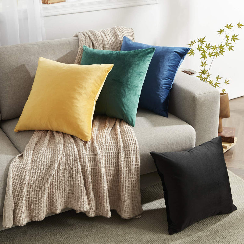  [AUSTRALIA] - WAYIMPRESS Soft Velvet Throw Pillow Covers 12x20，Pack of 2 Decorative Solid Square Cushion Case for Sofa Couch Chair Car Black 12x20 inch