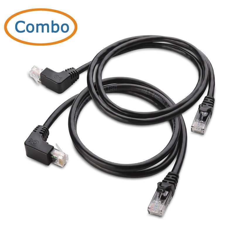 Cable Matters Combo-Pack 90 Degree Cat 6, Cat6 Right Angle Ethernet Cable (Right Angle Down + Right Angle Up) 3 Feet - LeoForward Australia