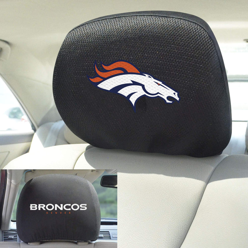 [AUSTRALIA] - FANMATS 12497 NFL - Denver Broncos Black Slip Over Embroidered Head Rest Cover Set, 2 Pack