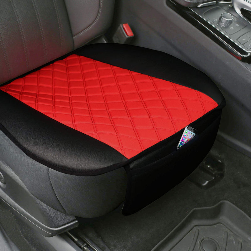  [AUSTRALIA] - FH Group Red FB210RED102 Faux Leather and NeoSupreme Car Seat Cushion Pad with Front Pocket