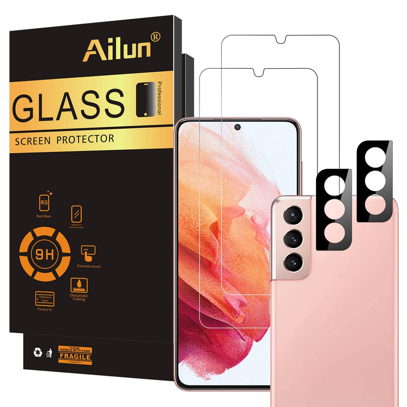  [AUSTRALIA] - Ailun Glass Screen Protector for Galaxy S21 5G [6.2 inch] 2Pack + 2Pack Camera Lens Tempered Glass and Selfie Stick Tripod,Extendable Aluminum,3 in 1,Bluetooth Wireless Remote and 360 Rotation Stand