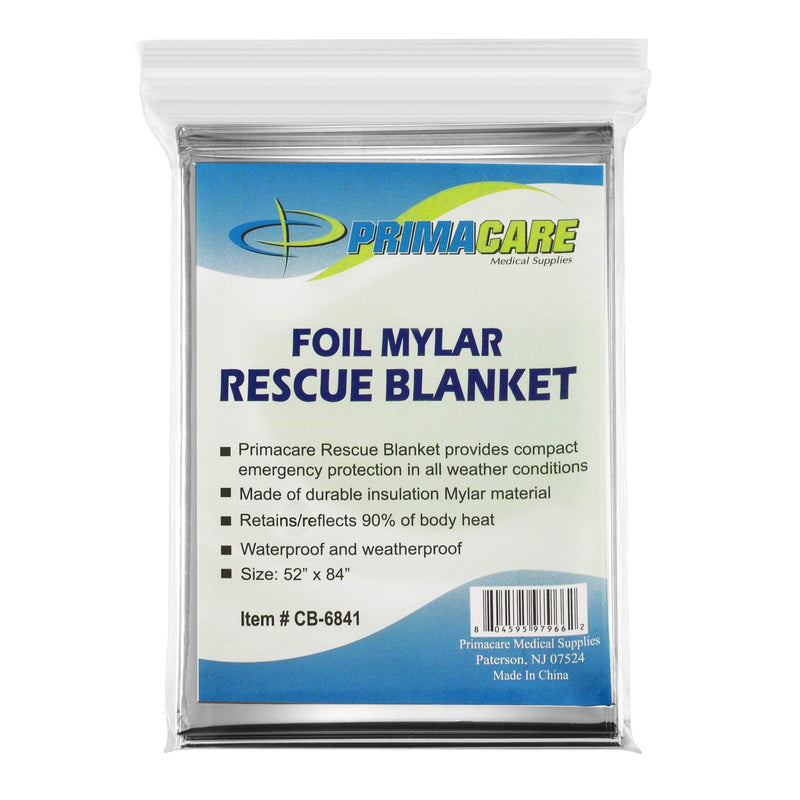  [AUSTRALIA] - Primacare HB-10 Emergency Foil Mylar Thermal Blanket, 52" Length x 84" Width,(Pack of 10)