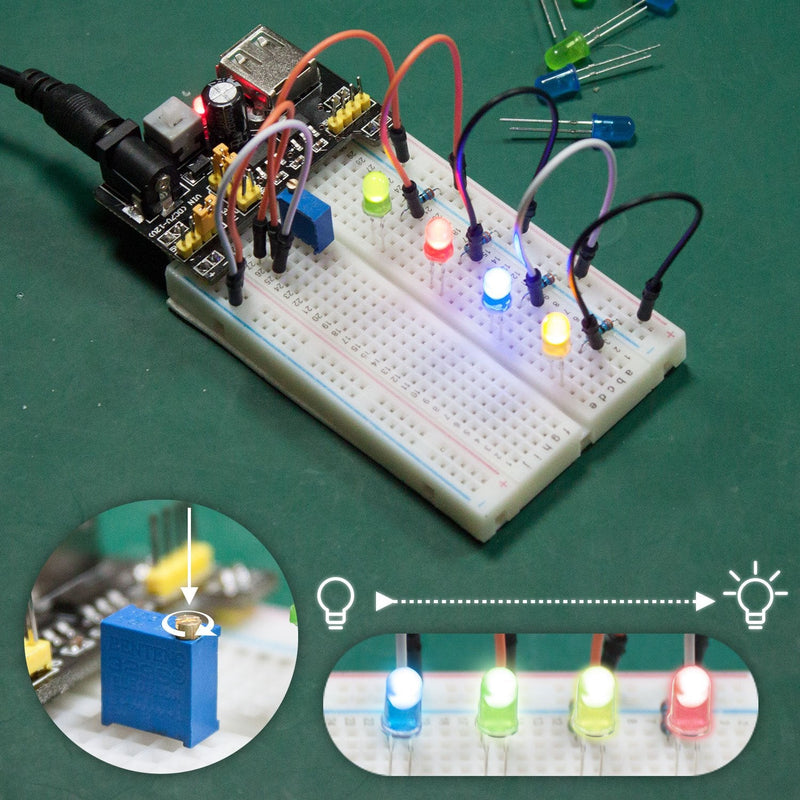  [AUSTRALIA] - Smraza Basic Starter Kit with Breadboard, Power Supply, Jumper Wires, Resistors, LED, Compatible with Arduino R3, Mega2560, Nano, Raspberry Pi