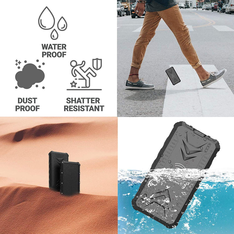 Solar Charger Power Bank 30000mAh - Qi Wireless Phone Charger with Dual USB & Type-C Port - Fast Charging Power Bank with LED Flashlight & Hard PU Travel Case - IP66 Waterproof, Dustproof by 2BConnect - LeoForward Australia
