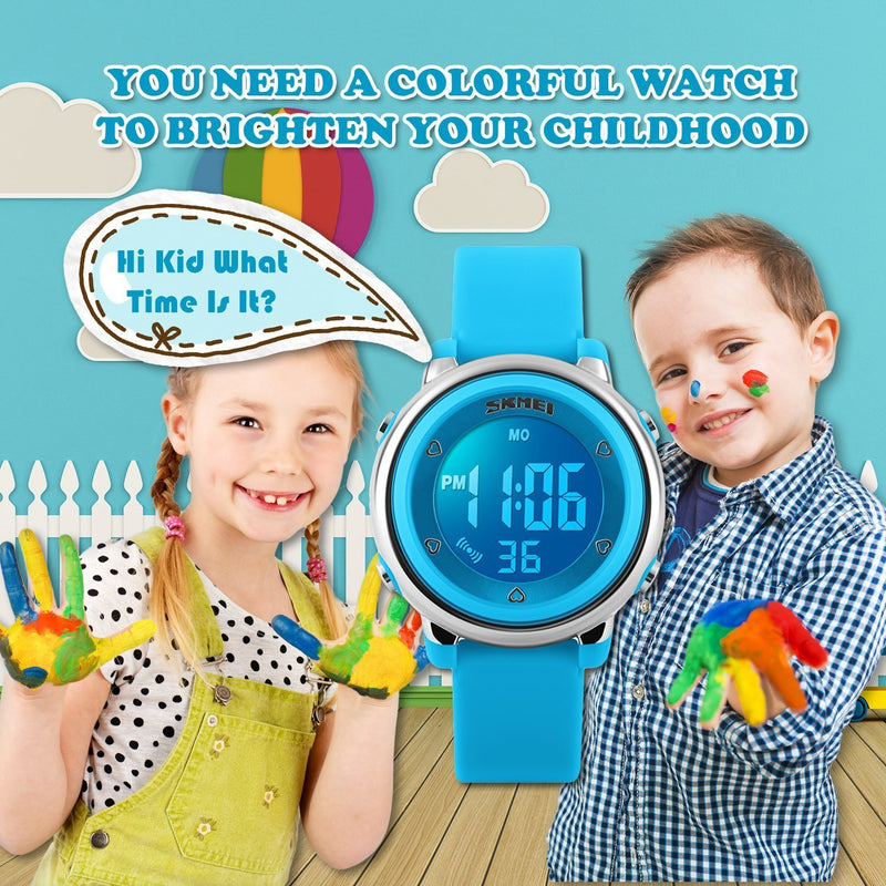 Kids Outdoor Sports Children's Waterproof Wrist Dress Watch with LED Digital Alarm Stopwatch Lightweight Silicone for Boy Girl Blue - LeoForward Australia