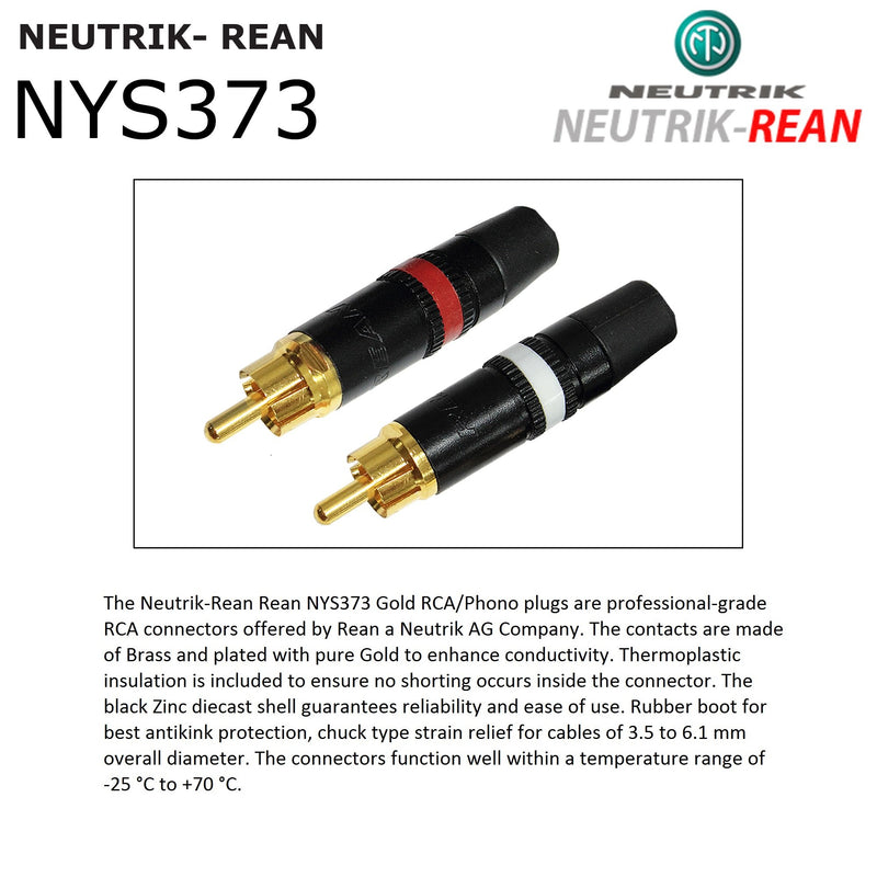 4.5 Foot RCA Cable Pair - Gotham GAC-4/1 (Black) Star-Quad Audio Interconnect Cable with Neutrik-Rean NYS Gold RCA Connectors - Directional - LeoForward Australia