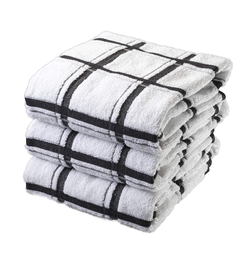  [AUSTRALIA] - XLNT Black Large Kitchen Towels (3 Pack) - 100% Cotton Dish Towels | 20" x 28" | Ultra Absorbent Dishcloths Sets of Hand Towels/Tea Towels for Everyday Scrubbing | Quick Drying Kitchen Washcloths 3