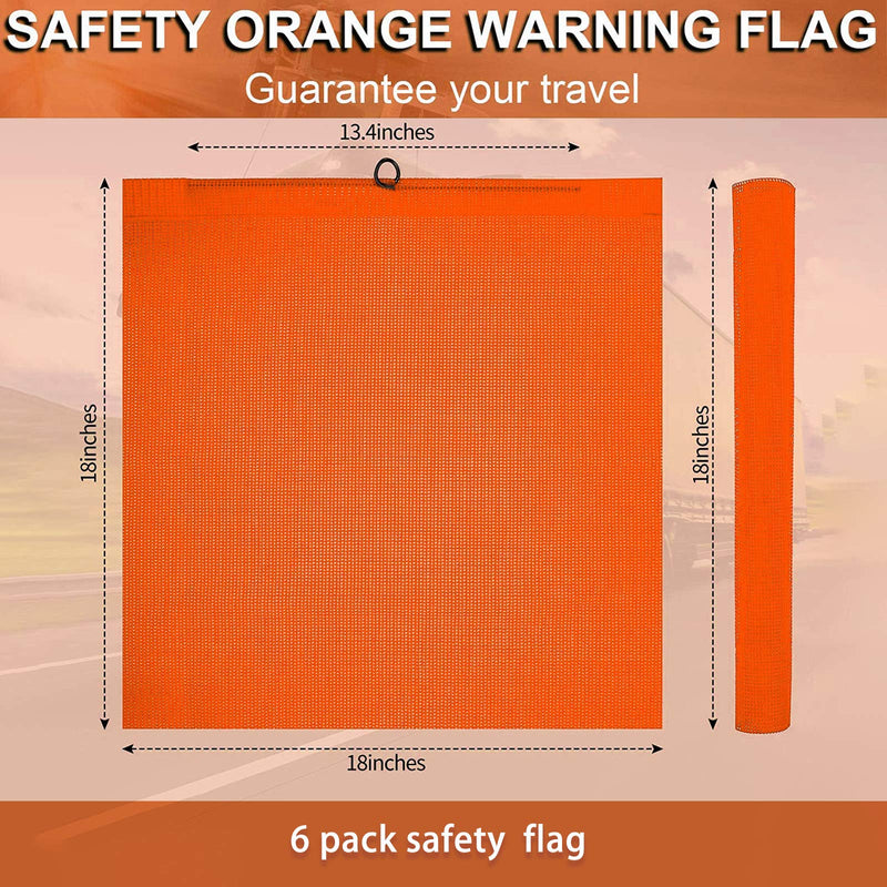  [AUSTRALIA] - 6 pcs trailer safety flag for Trucks Warning Flag with wire loop Safety Flag with wire (orange) orange