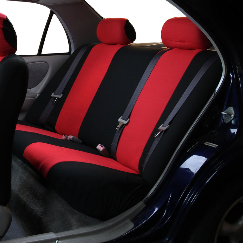  [AUSTRALIA] - FH Group FB050RED012 Red Fabric Bench Car Seat Cover with 2 Headrests