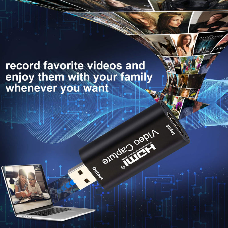  [AUSTRALIA] - MYPIN Audio Video Game Capture Card HDMI to USB 2.0 1080p Video Recorder Live Streaming for Gaming, Streaming, Teaching, Video Conference Compact HDMI Video Capture Device