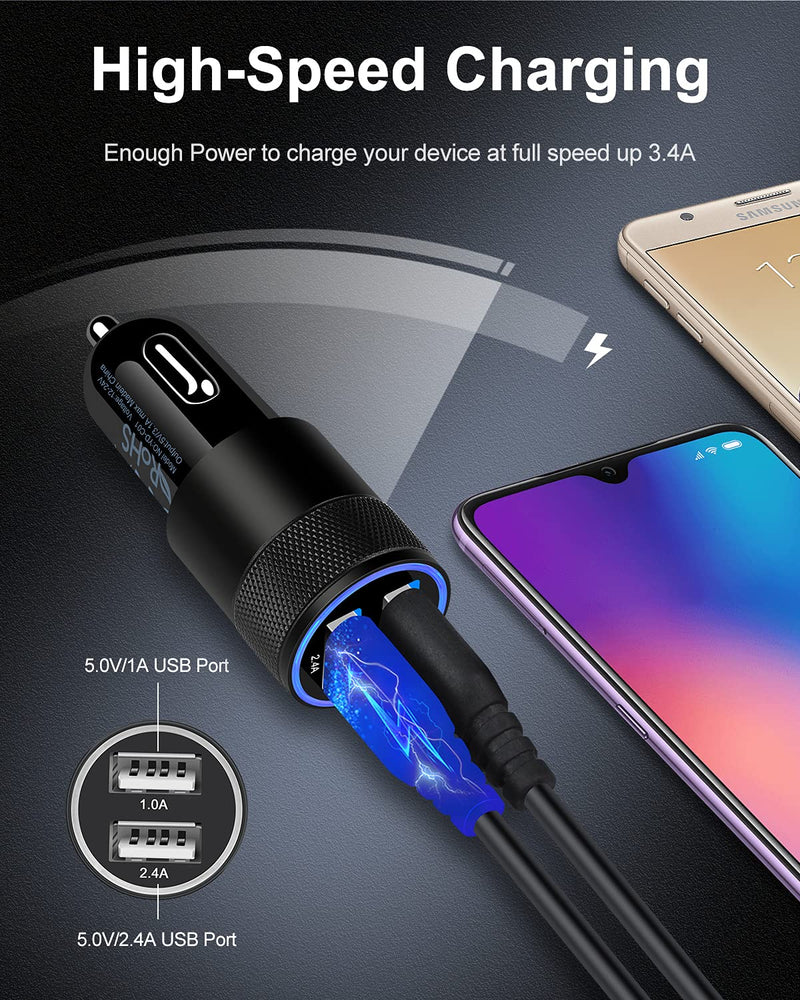  [AUSTRALIA] - [5pcs] Car Charger Adapter, AILKIN USB Multi Port Cigarette Lighter Fast Charging Power Block Plug for iPhone Pro 12 Max XR, Samsung Galaxy S21 Ultra S8, Lg, Moto, 3.4A Dual Cargador Carro for Car Black