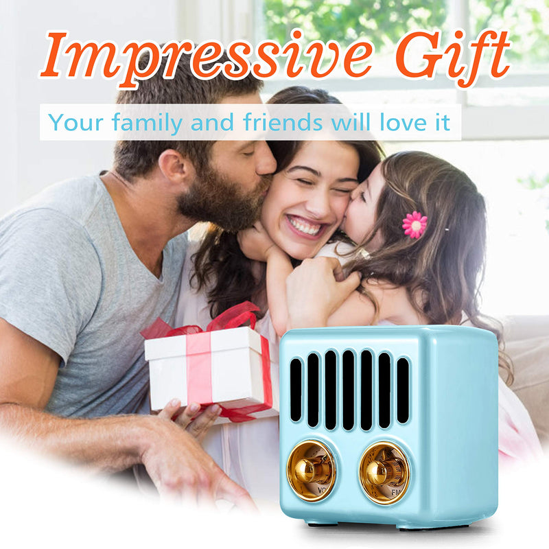 Retro Radio Vintage Bluetooth Speaker FM Radio 800mAh Rechargeable Battery, with Speaker Best Sounds, Design, Lovely Apperance, Supported Bluetooth, AUX Input, TF Cards, Blue - LeoForward Australia