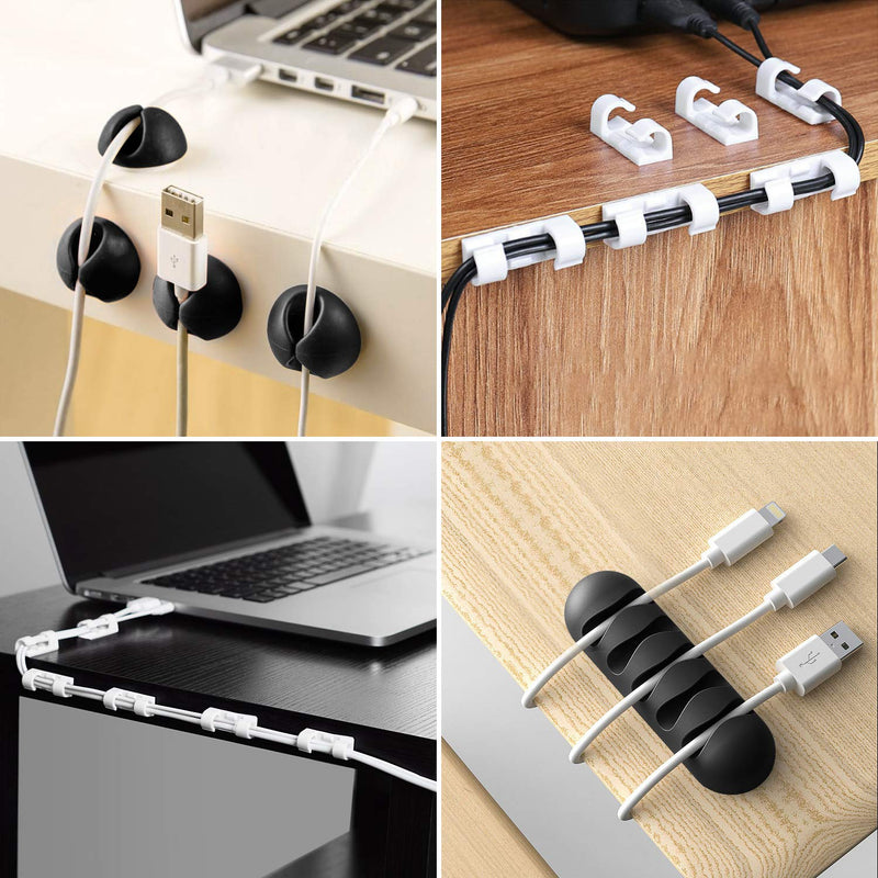  [AUSTRALIA] - 180pcs Cable Clips; Adhesive Cable Clips,10mm Cable Clips with Steel Nails;Black Cord Organizer Cable Clips and White Cable Clips; Self-Adhesive Wire Clips Management Cable Tie Holder for Car and Home