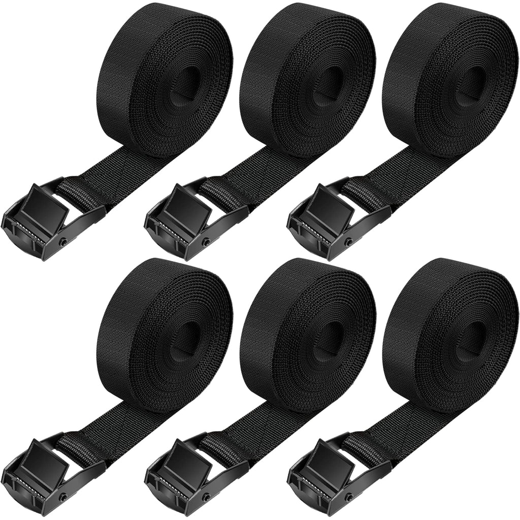 [AUSTRALIA] - 6 Pack Lashing Strap with Buckle, 1"x 98" Adjustable Tie Down Strap, Heavy Duty Nylon Cargo Pull Straps up to 700lbs for Packing Kayak,Furniture, Cargo, Bike, Car Top Roof Rack, Black 6pcs-strap-2.5m