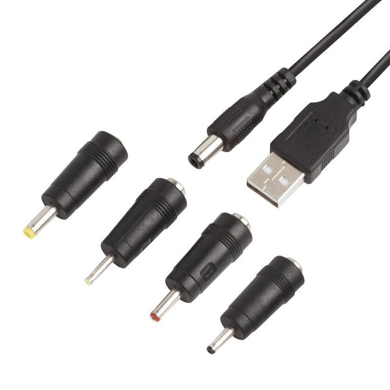 DC Plugs for Small Electronics and Devices Universal 5.5X2.1mm Jack to 4 Plugs 4.0X1.7mm, 3.5X1.35mm, 3.0X1.1mm, 2.5X0.7mm with 1x Cable 5.5X2.1mm to USB (4 Tips +1 Cable),3FT - LeoForward Australia