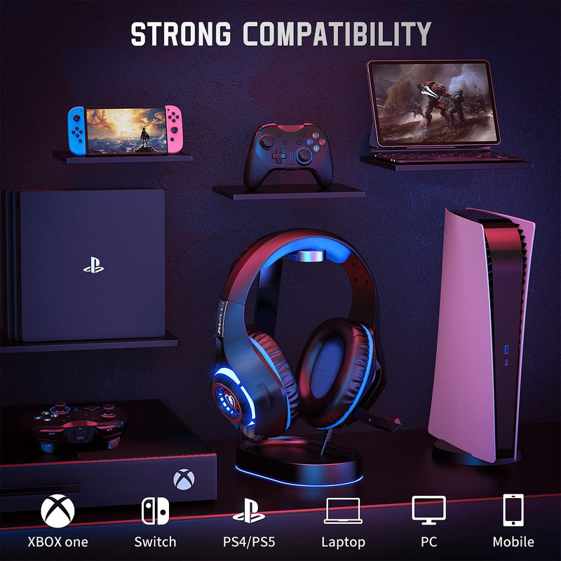  [AUSTRALIA] - Gaming Headset for PS4 PS5 Xbox One Switch PC with Noise Canceling Mic, Deep Bass Stereo Sound