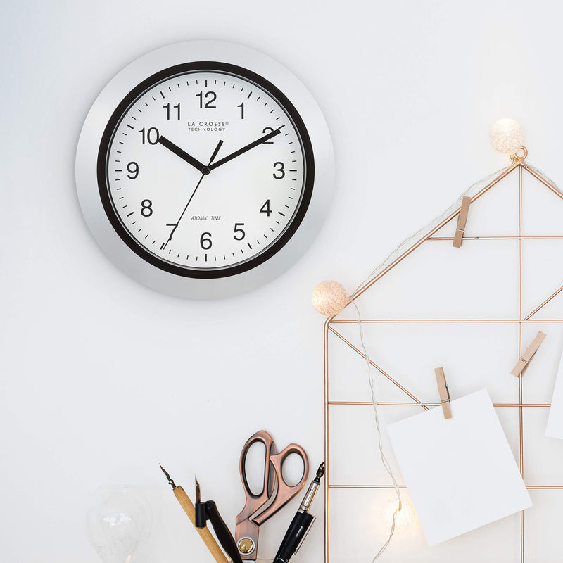 La Crosse Technology Atomic Analog Wall Clock, 10", Silver - LeoForward Australia