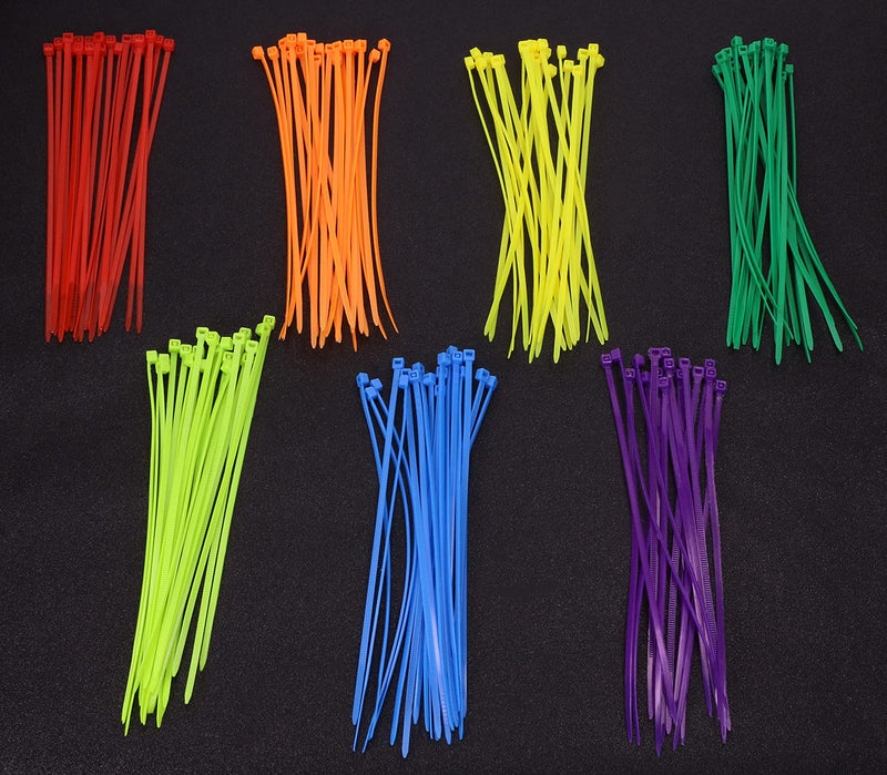  [AUSTRALIA] - Mini Skater 140pcs 6" Multi-Color Multi-Purpose Nylon Zip Ties (7 Colors)