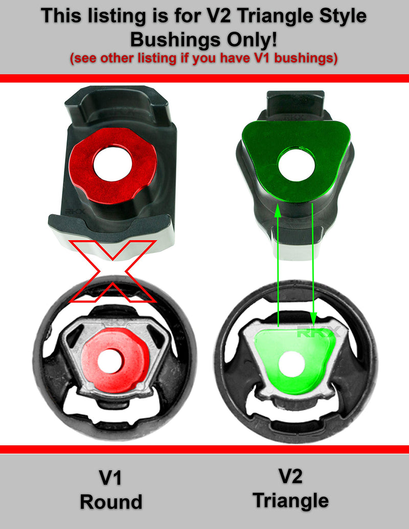 RKX V2 Transmission Dogbone Mount Insert Upgrade Kit compatible with Audi VW MK7 pendulum V2 Triangle Style - LeoForward Australia