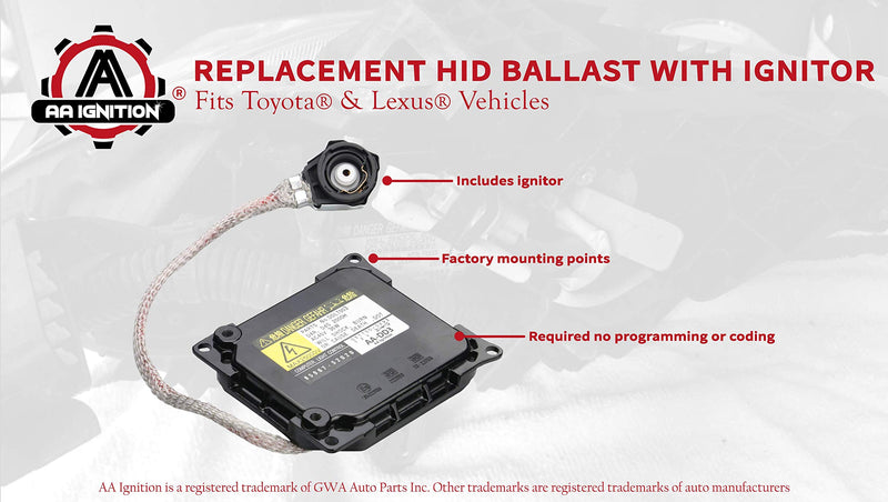 HID Ballast with Ignitor - Xenon Headlight Control Unit - Replaces 85967-52020, 81107-30D30, DDLT003, KDLT003 - Compatible with Toyota & Lexus Vehicles - Prius, Avalon, IS250, IS350, GS350, GS450h - LeoForward Australia